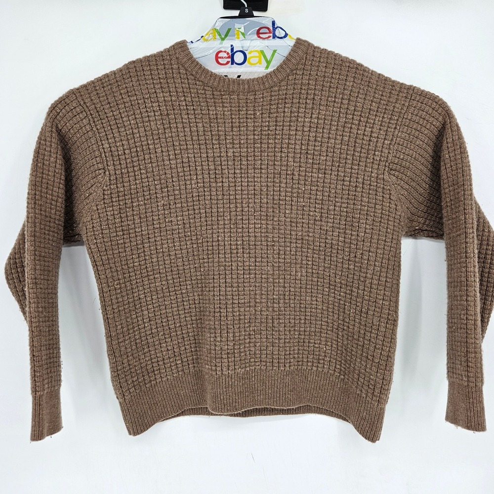 Cabelas Sweater Womens XL Cable Knit Pullover Lambswool Blend Crewneck Brown